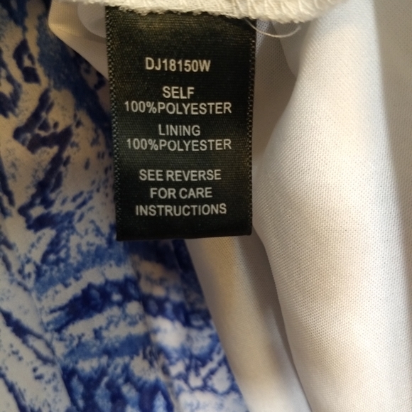 Ark & Co. Intricately Draped Polyester Dress, Blue/White Abstract Print, Size M - Picture 15 of 16